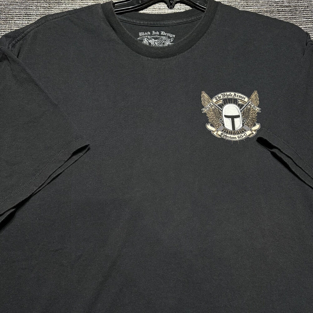 Black Ink Design T Shirt Men's 2XL Black Short Sleeve